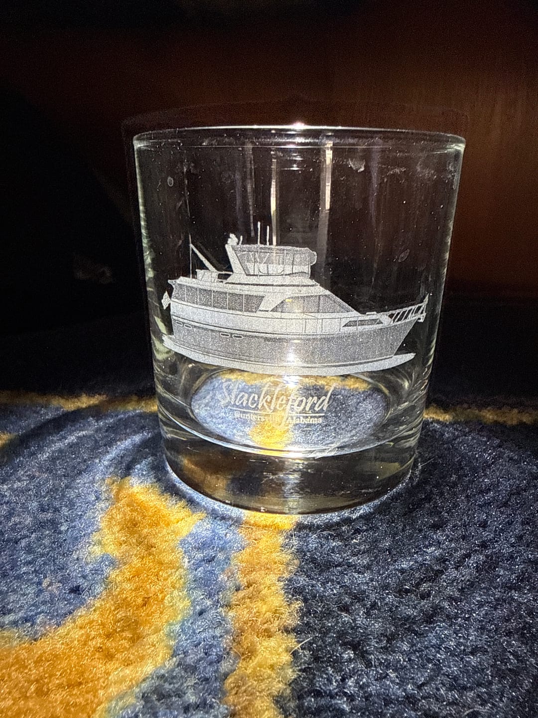 Customer photo review of Custom Side Engraved Bar Glass