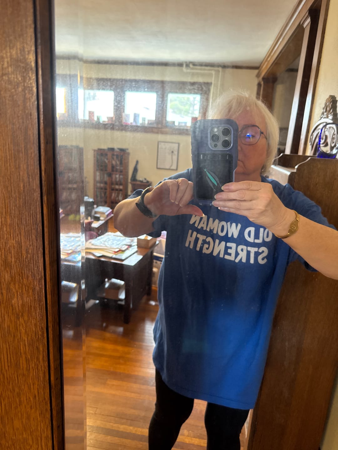 Customer photo review of Old Woman Strength T-Shirt