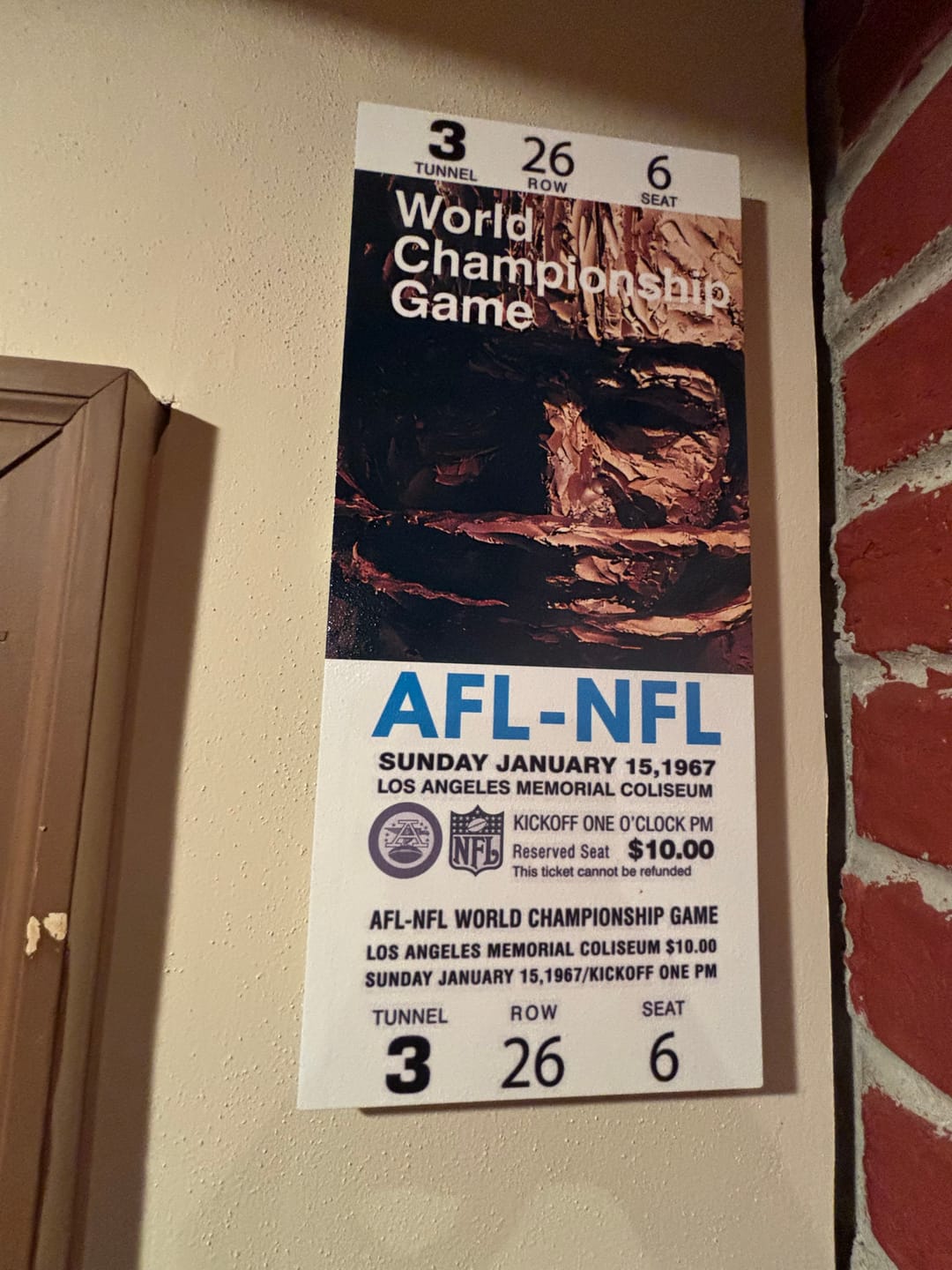 Customer photo review of Green Bay Packers Super Bowl 1967 Ticket Stub Single Layer Metal Wall Art