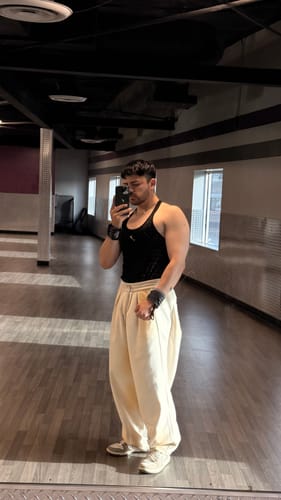 Customer photo review of Embroidered Gradient Wide-Leg Pants