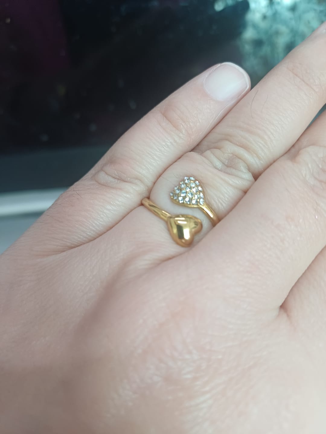 Customer photo review of Gold Stone Studded Heart Shaped Ring