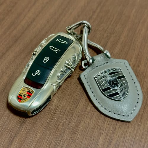 Customer photo review of Porsche Handcrafted Silver Key Case [Macan & 718]