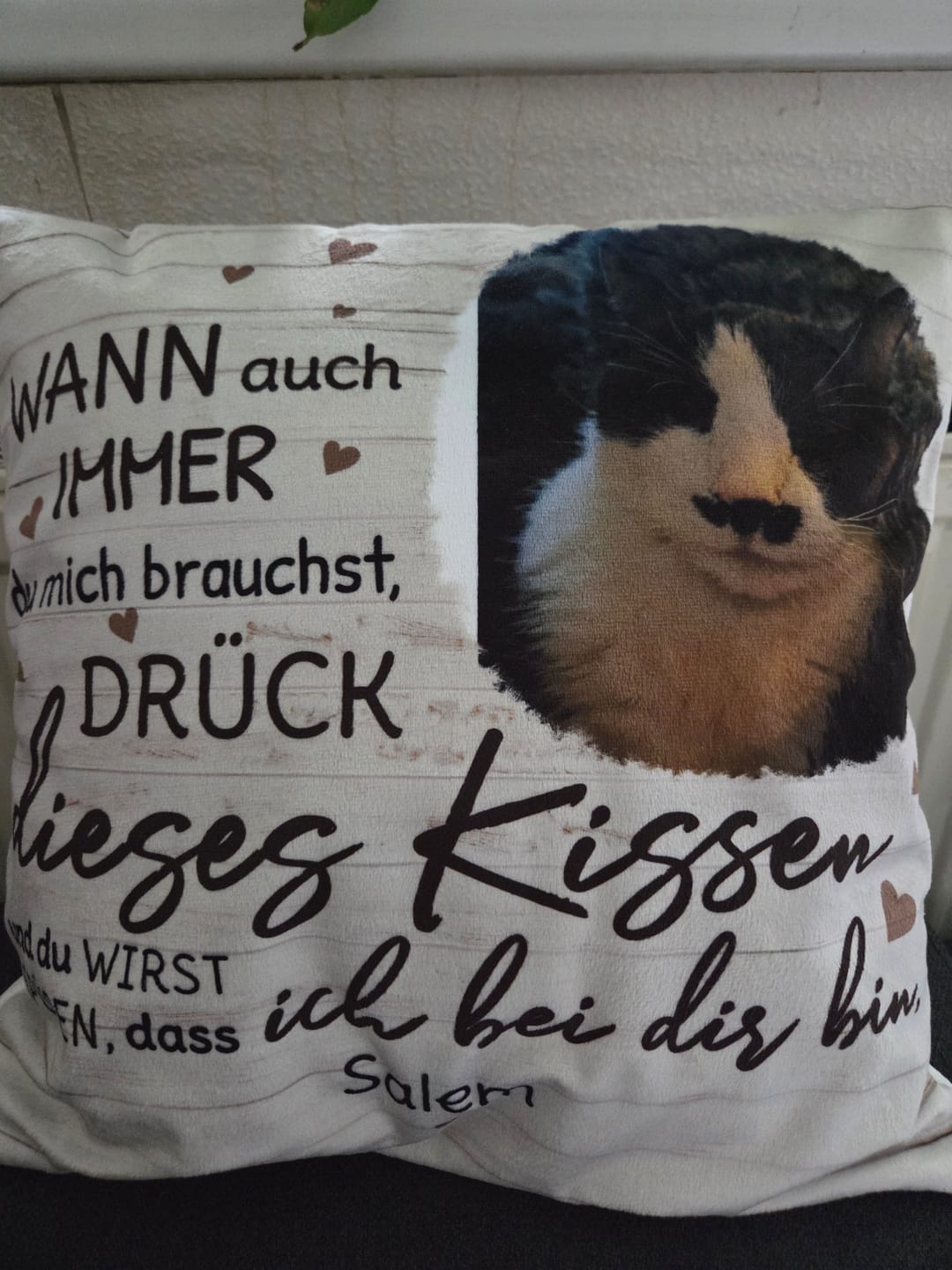 Customer photo review of Eine Umarmung - Personalisiertes Kissen