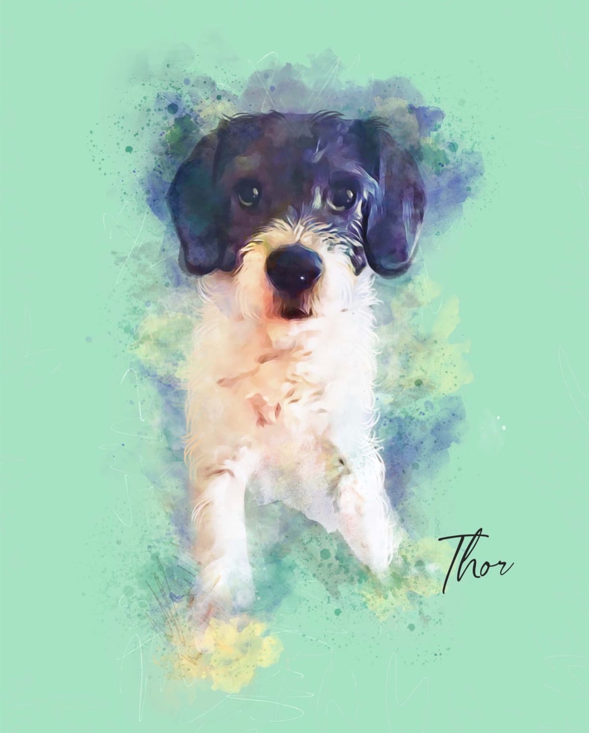 Customer photo review of Watercolor Pet Portrait Wall Art
