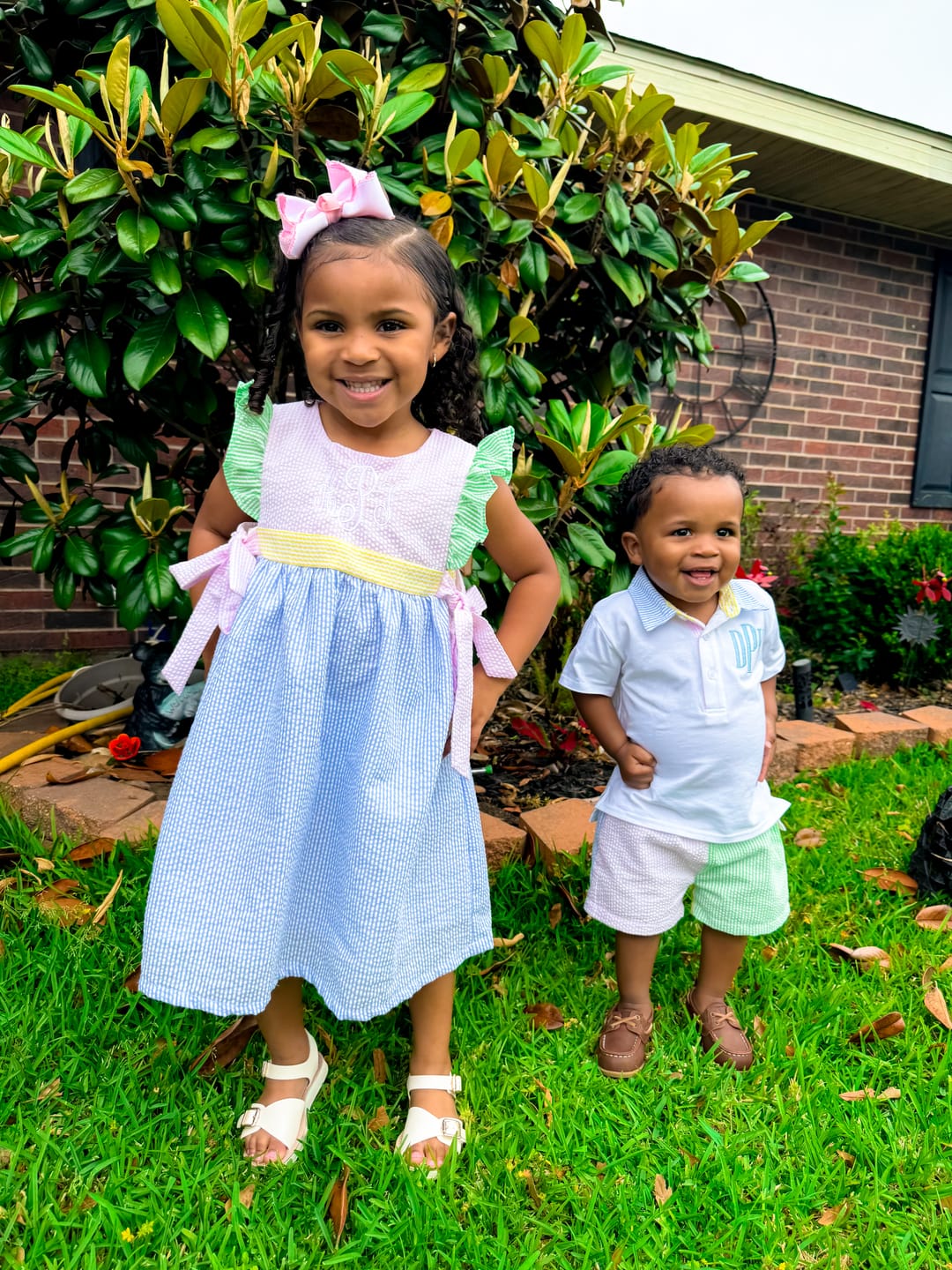 Customer photo review of Multi Stripe Seersucker Polo Short Set