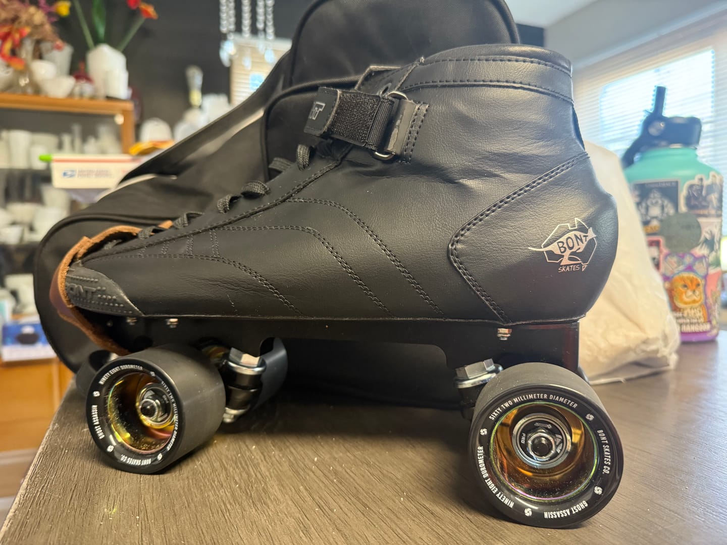 Customer photo review of Stitched Leather Roller Skate Toe Guards Protectors - Brown