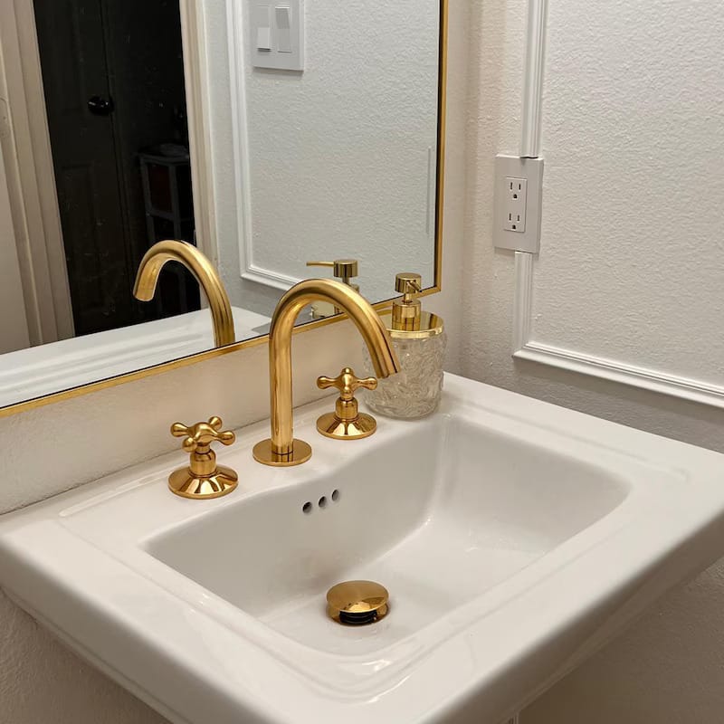 Customer photo review of Unlacquered Brass Three Holes Faucet - Bath Faucet