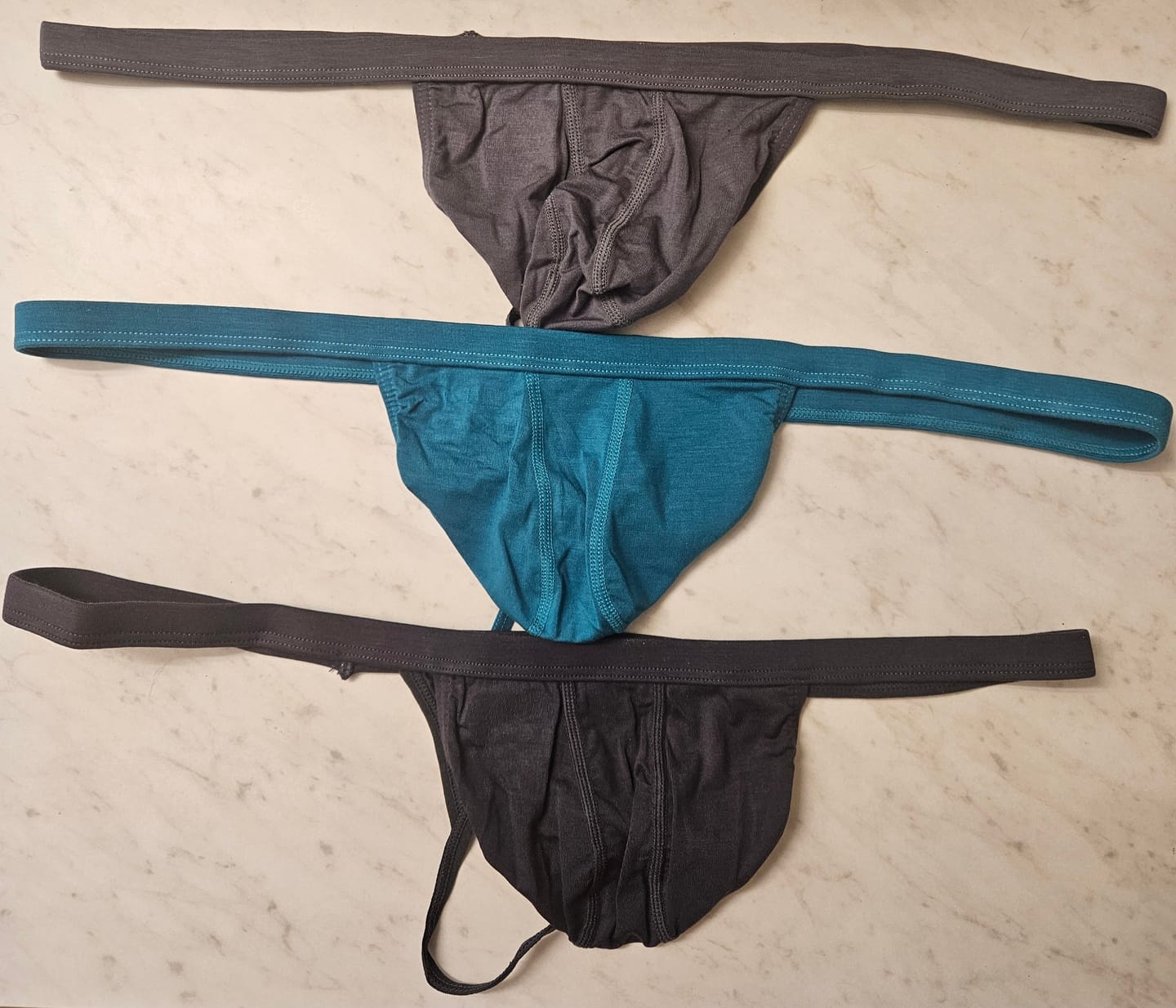 Customer photo review of Modal 0in Thong No Fly 3pk Black/Grey/Cyan