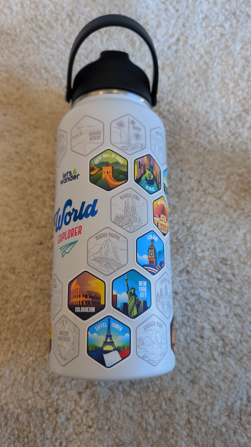 Customer photo review of World Explorer Bottle + Stickers