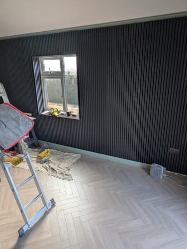 Customer photo review of Wooden Wall Panel | Black Oak | Premium 3-sided Wood Veneer