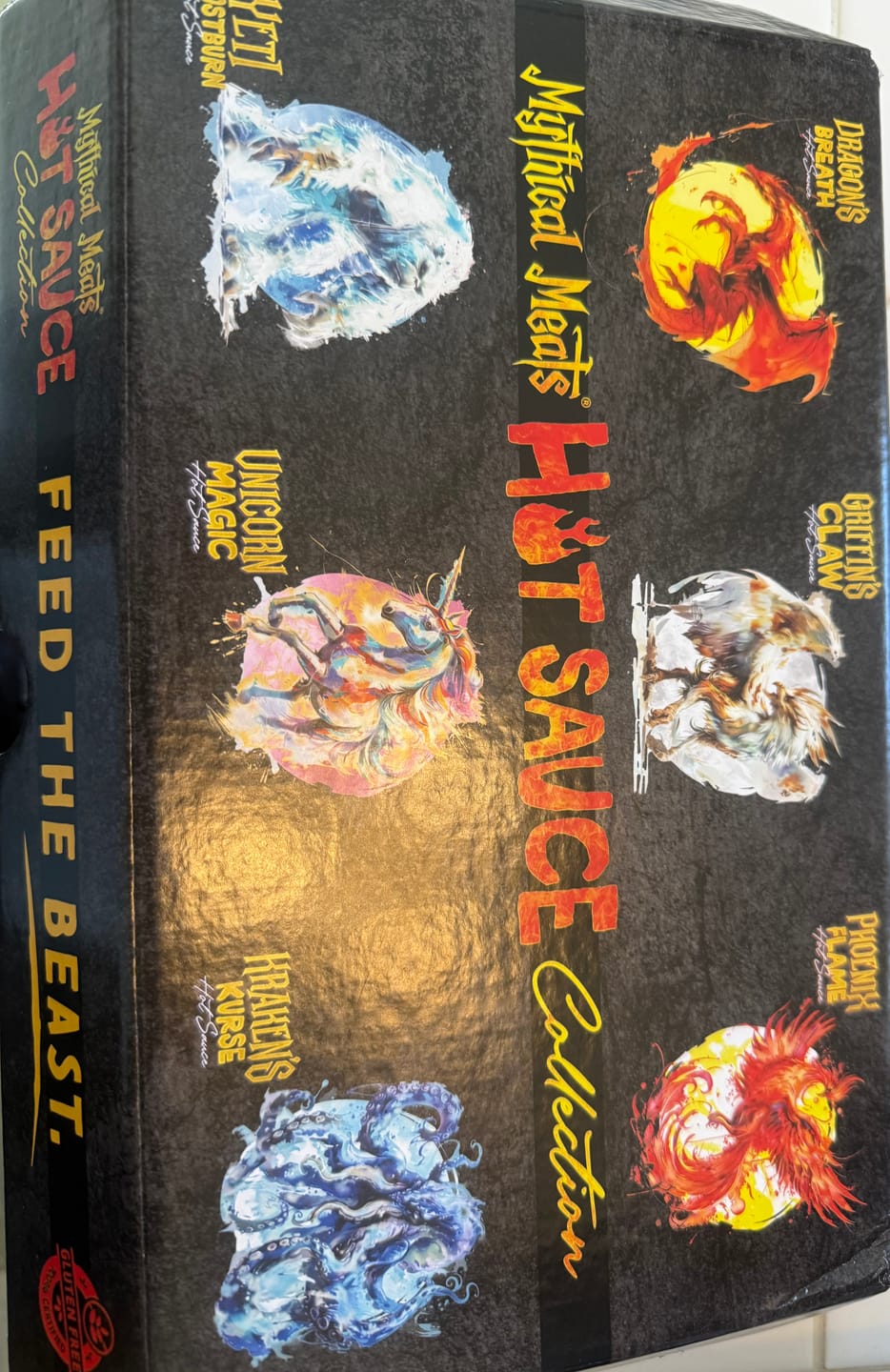 Customer photo review of Mythical Meats® Hot Sauce Gift Pack - (6) 5 OZ. Bottles