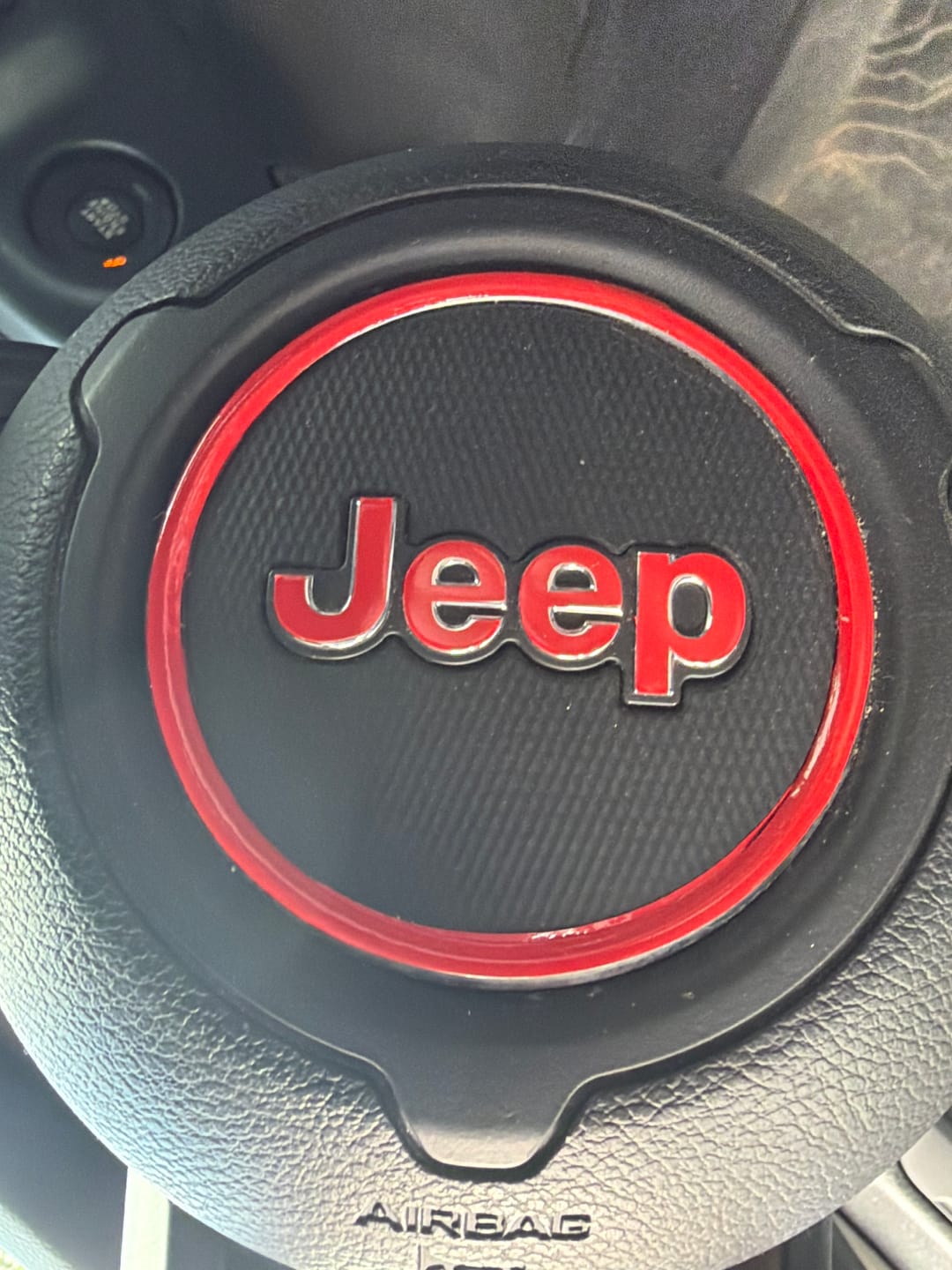 Customer photo review of Center Ring Steering Wheel Vinyl Overlay Cover for Jeep | Fits Jeep Models