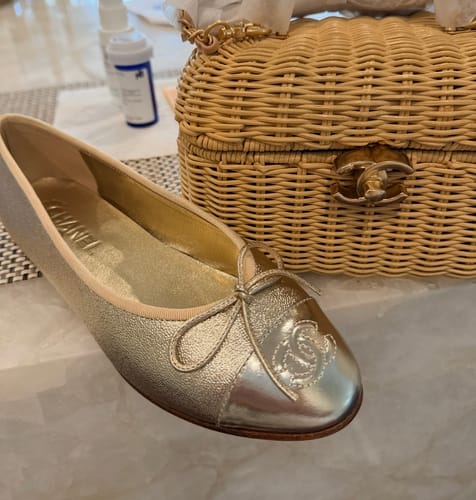 Customer photo review of ballet flats light gold lambskin