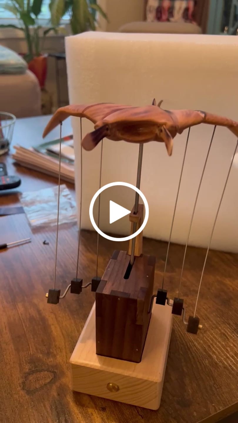 Customer video review of MarinerPoet™ Handcrafted Wooden Manta Ray Automaton