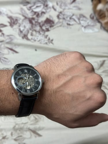 Customer photo review of Men's Automatic Openwork Watch – Skeleton Dial with Genuine Leather Strap
