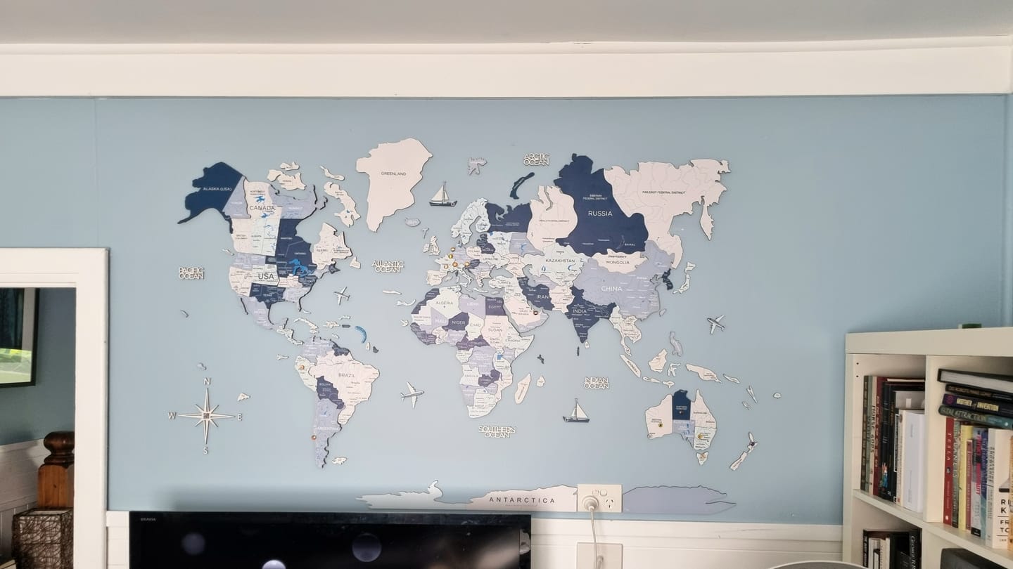 Customer photo review of 3D Holz Weltkarte Aqua