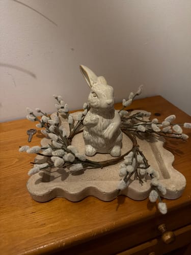 Customer photo review of Beige Scalloped Travertine Tray