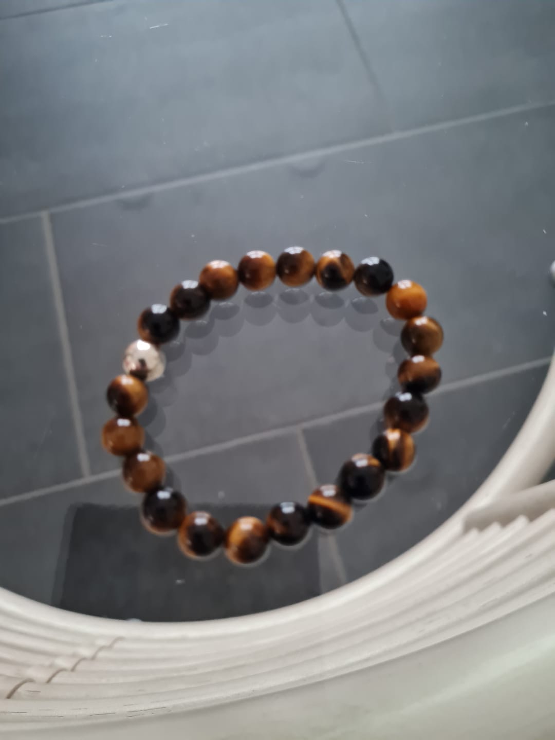 Customer photo review of Tigerauge Edelstein Armband | Mit 925 Sterling Silberperle