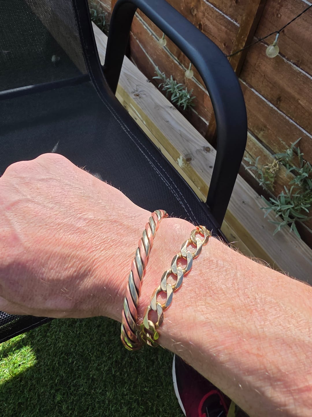 Customer photo review of Spiral Copper & Steel Cuff