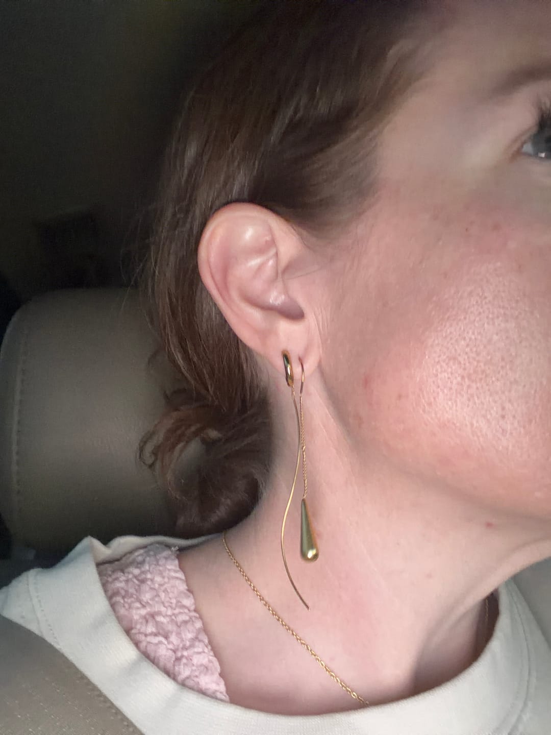 Customer photo review of Golden Teardrop Tassel Earrings