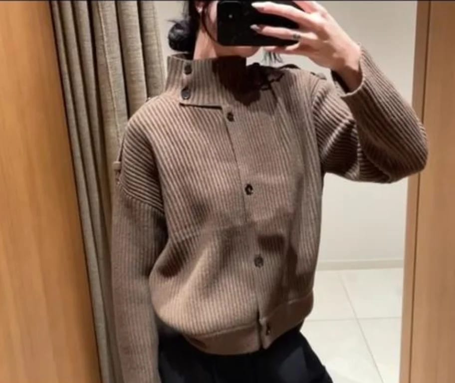 Customer photo review of Kylie Knitted High Neck Cardigan