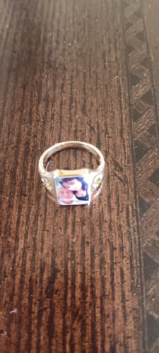 Customer photo review of Personalized Couple Photo Birthstone Custom Ring - Valentine's Gift For Couple Grandparents