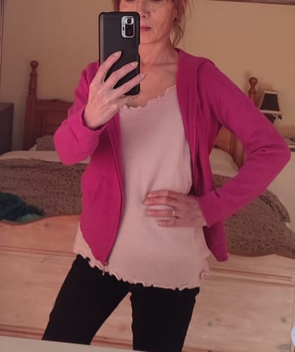 Customer photo review of Ice Pink Cashmere Crew Neck Vest Jumper Medium