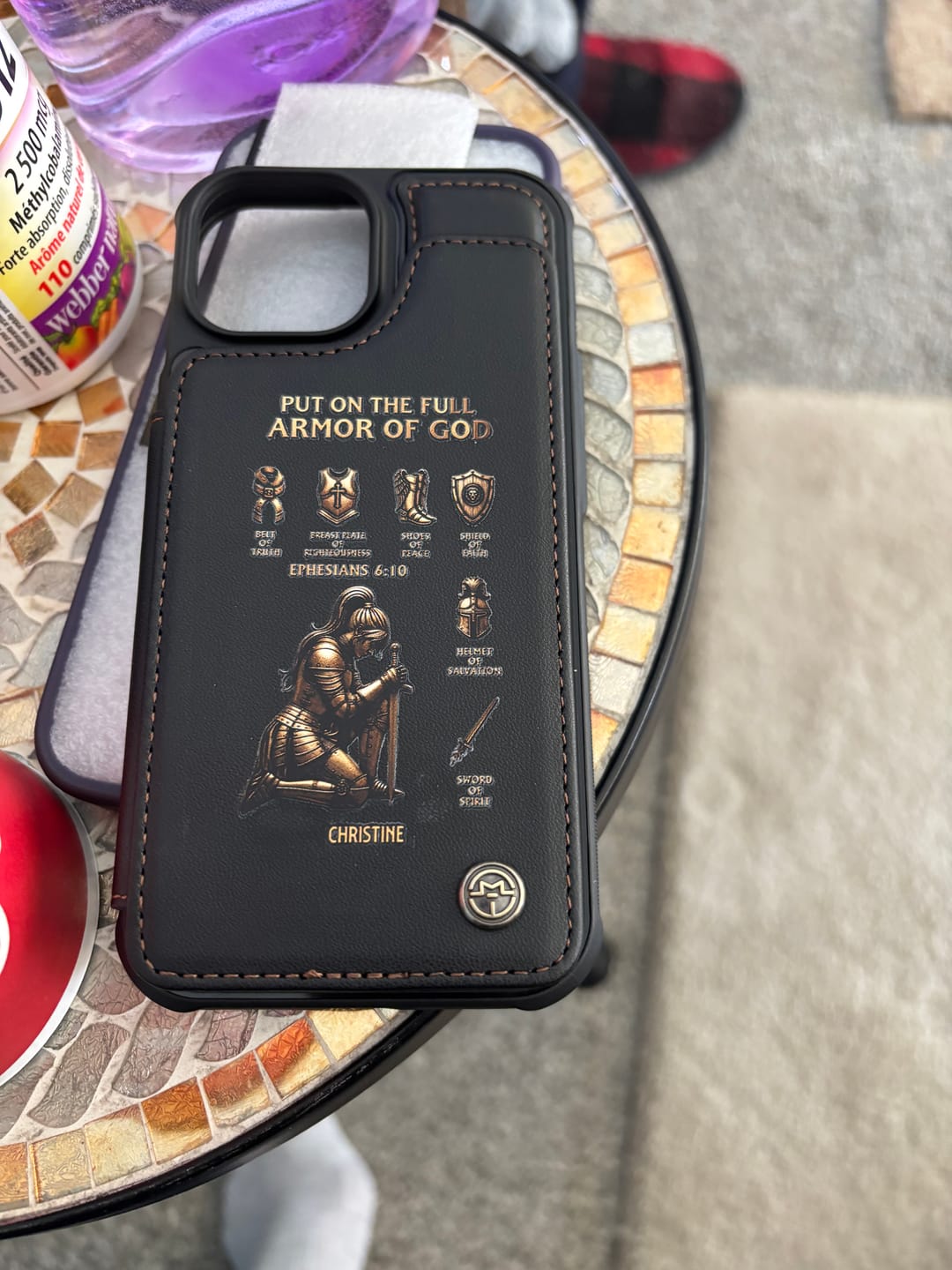 Customer photo review of Put On The Full Amor Of God - Personalized Christian Wallet Phone Case