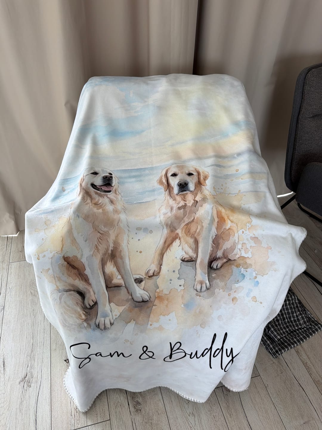 Customer photo review of Personalisierte Decke "Aquarell Haustier"