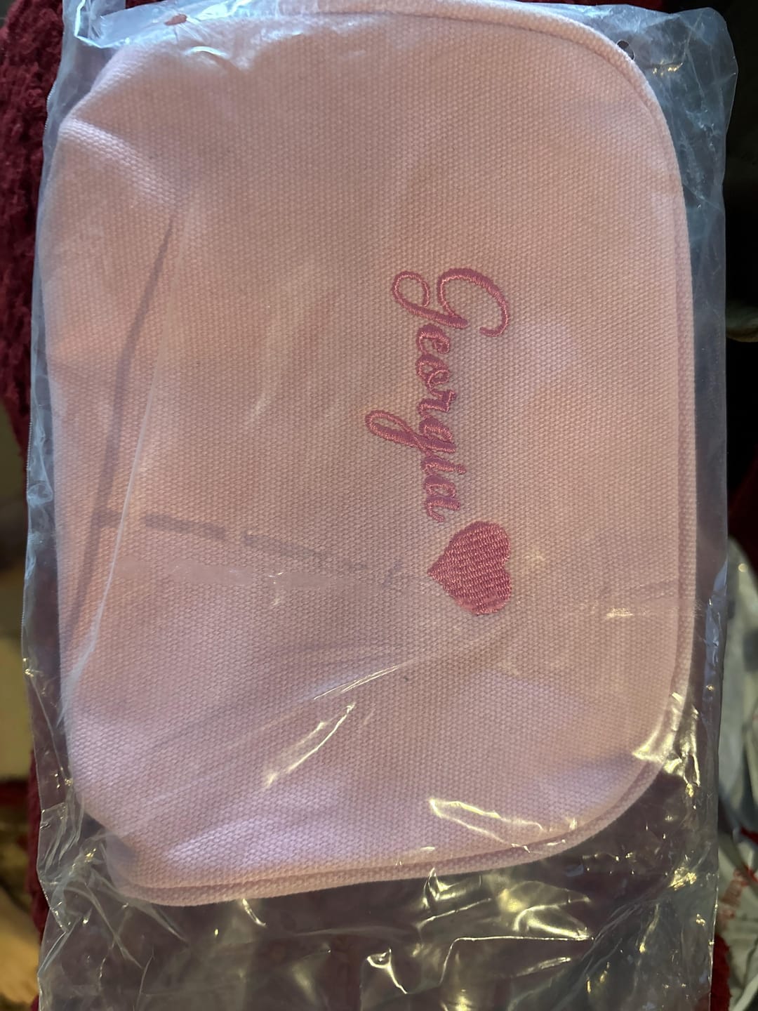 Customer photo review of Personalised Makeup Bag Blush Pink