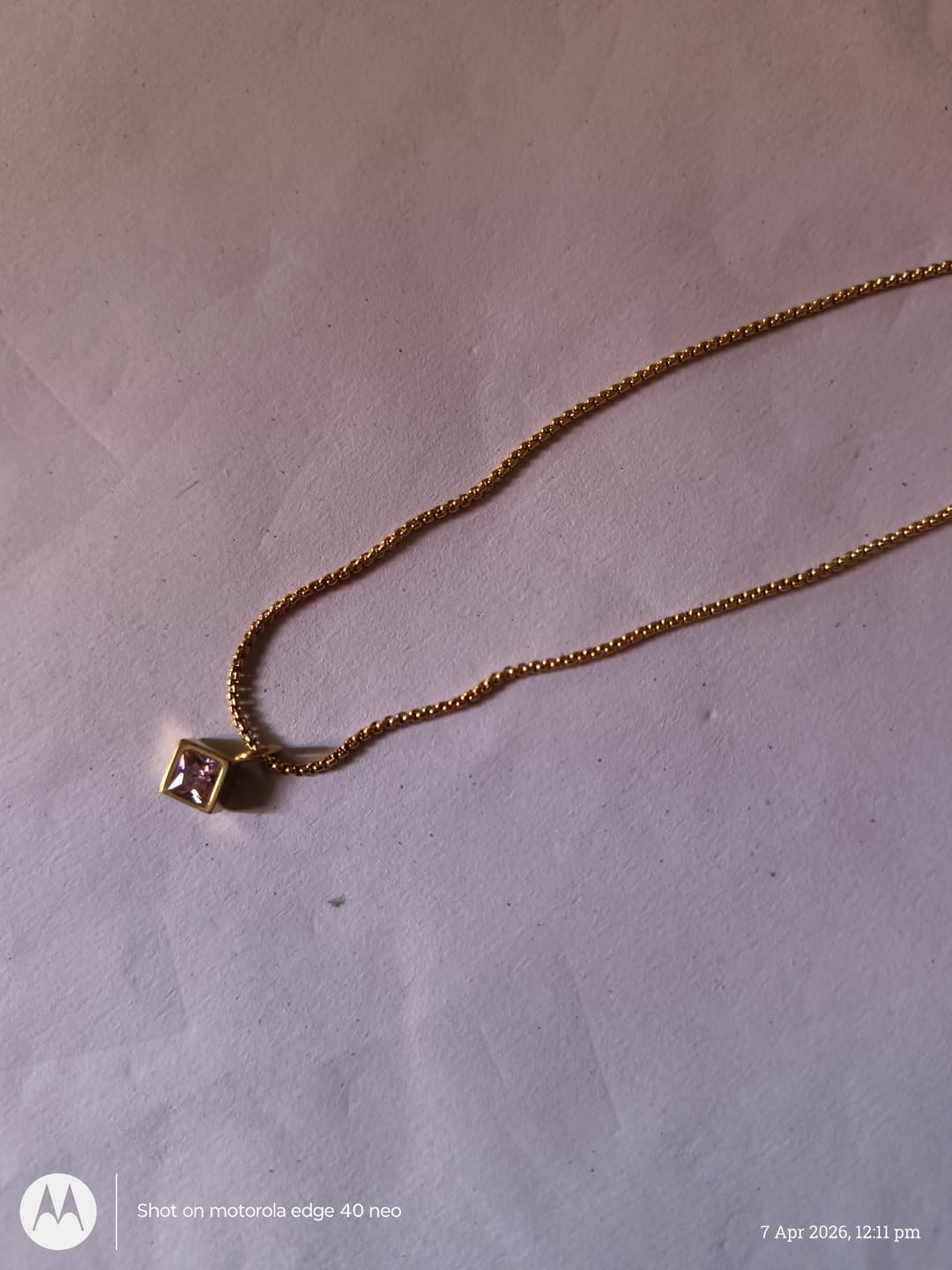 Customer photo review of Square Charm Accent Necklace