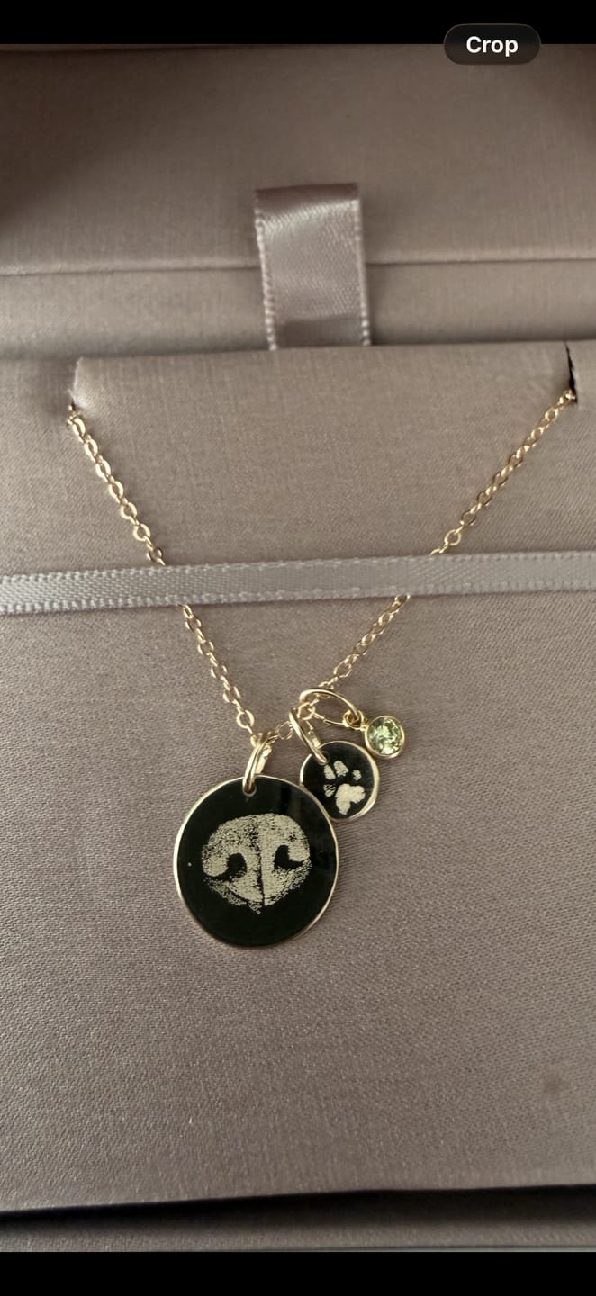 Customer photo review of Add-On Tiny Paw Print Disk For Necklaces