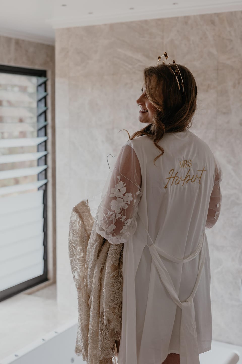 Customer photo review of Billie Pleated Bridal Robe
