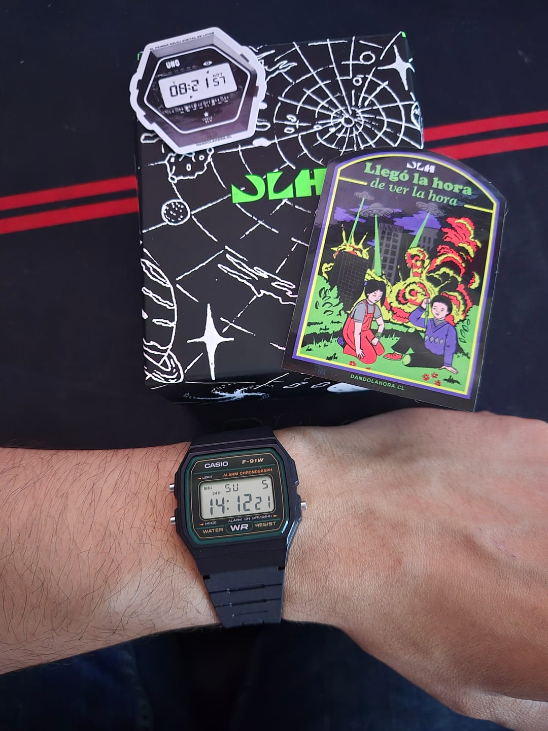 Customer photo review of Reloj Casio Vintage F-91W-3DG Clásico Líneas Verdes