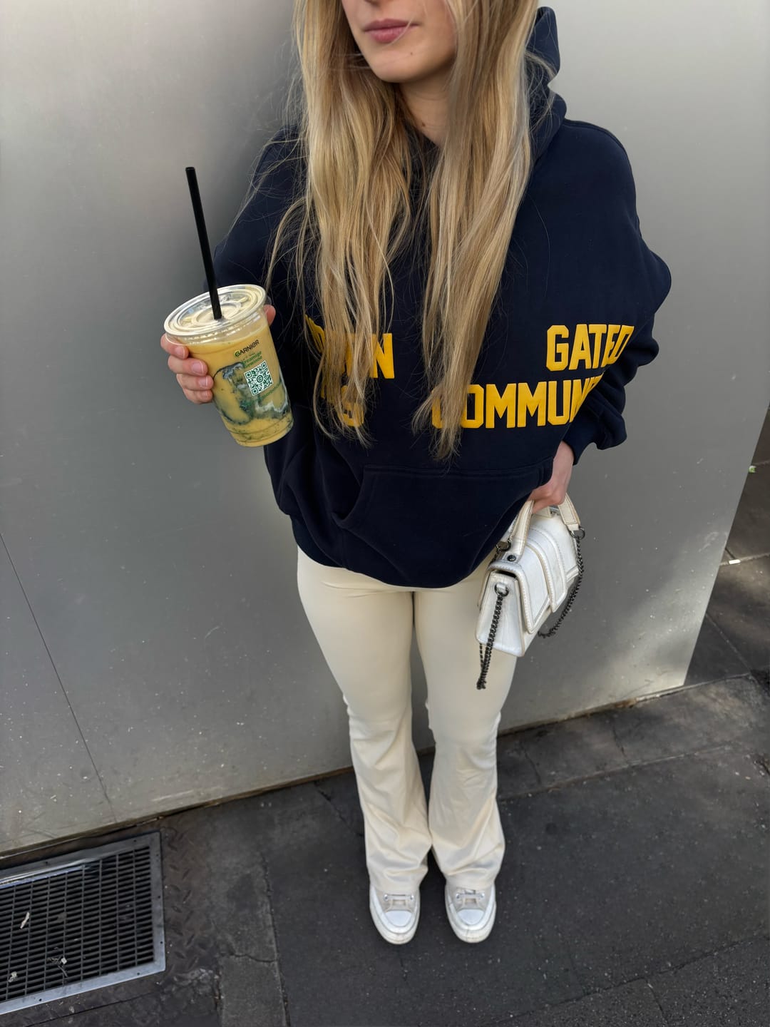 Customer photo review of GATED COMMUNITY HOODIE AMBER/NAVY