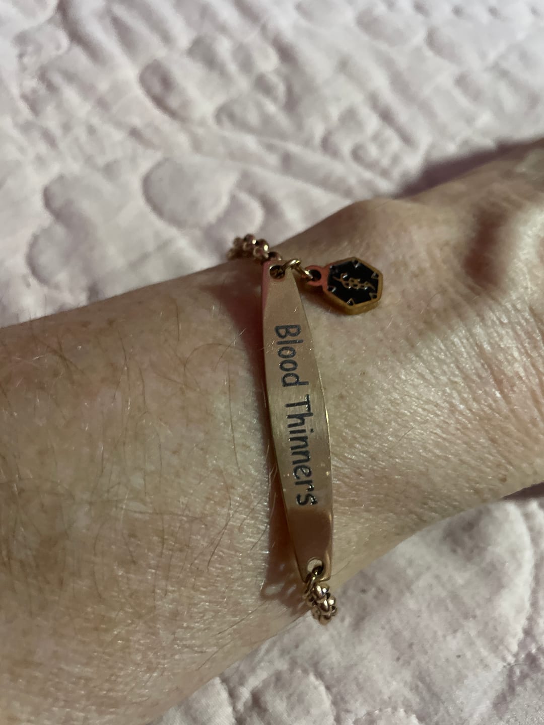 Customer photo review of Rose Gold Colour Medical Alert Bracelet with Medical Charm