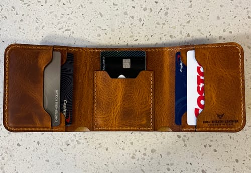 Customer photo review of The Trinity Trifold Wallet - Chestnut Brown