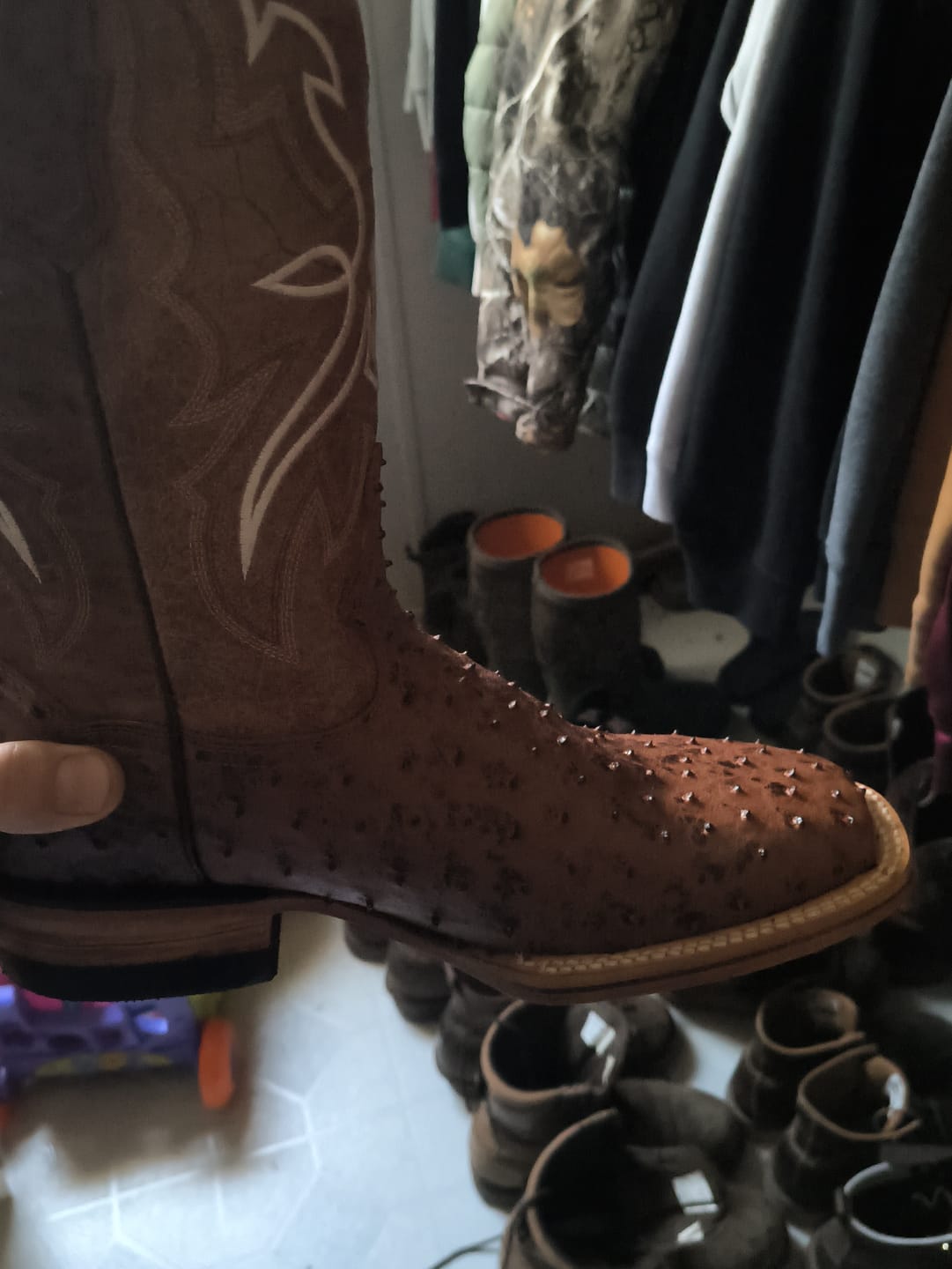 Customer photo review of Cowboy Boot Ostrich Brandy