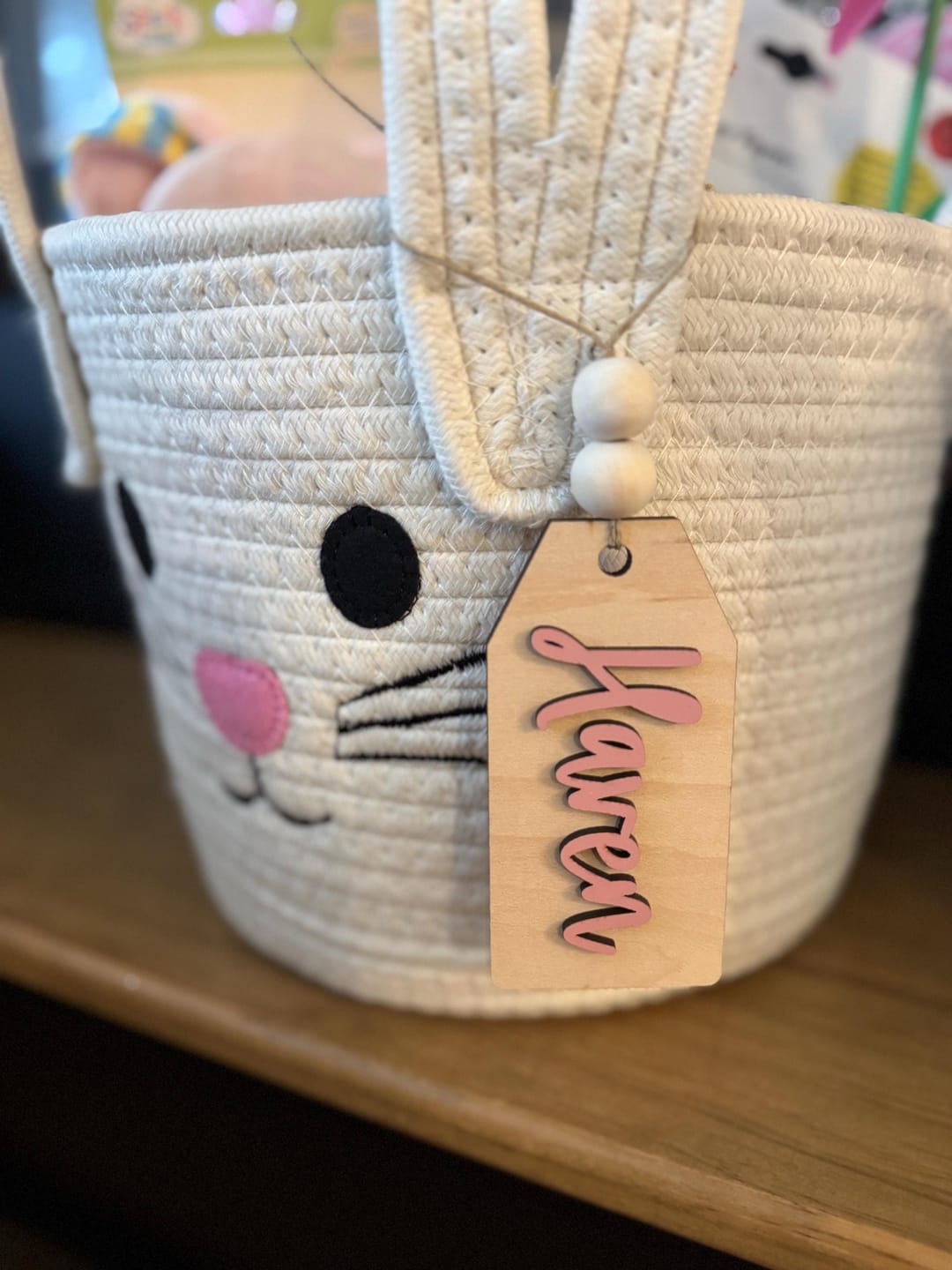Customer photo review of Beaded Wooden Name Tag