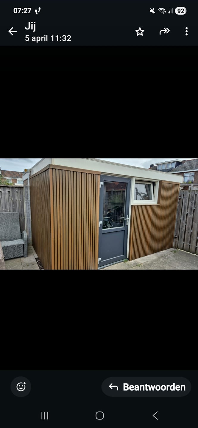 Customer photo review of Buitenpanel Afwerkstrip Eiken 290CM | Gevel | Tuin | 3D Houtnerf
