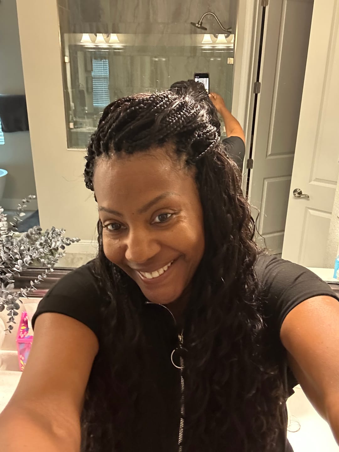 Customer photo review of Crochet Mermaid Braids with Loose Wave Human Hair Curls