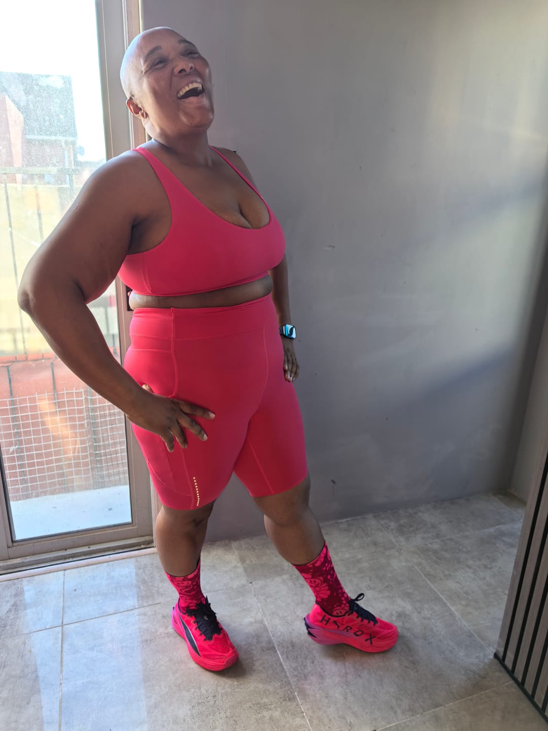 Customer photo review of Adjustable Bra & Tummy Control Shorts Seamless Green Gym Set