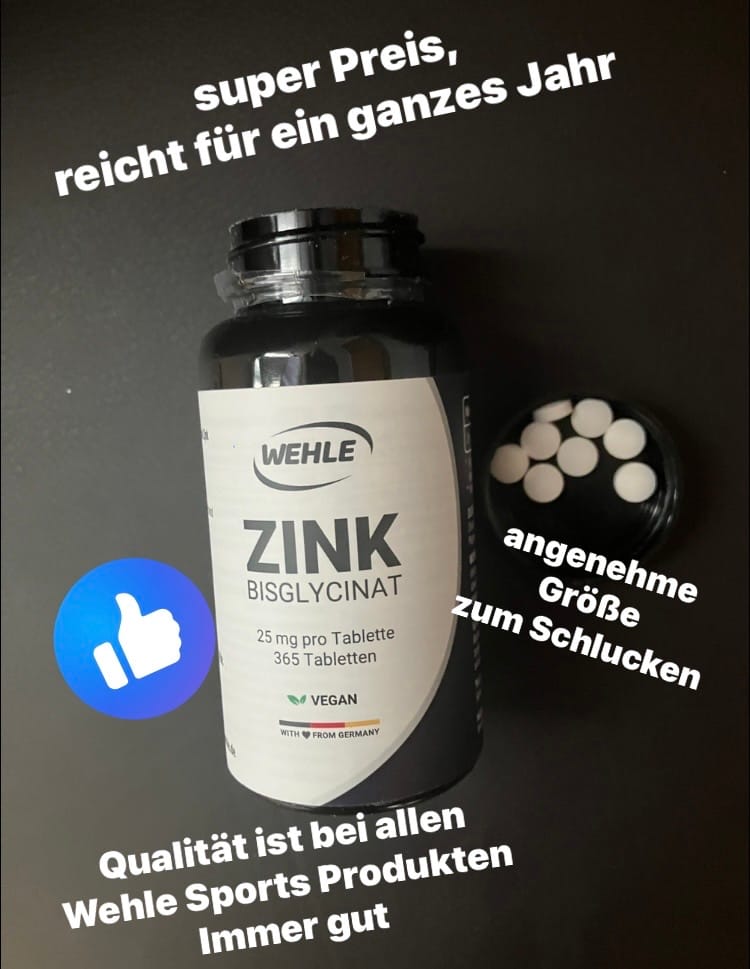 Customer photo review of Wehle Sports Zink Tabletten Zink-Bisglycinat (Zink Chelat) - 365 Stück