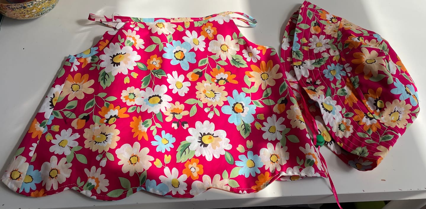 Customer photo review of Blue, Orange and White Floral Cotton Poplin Fabric