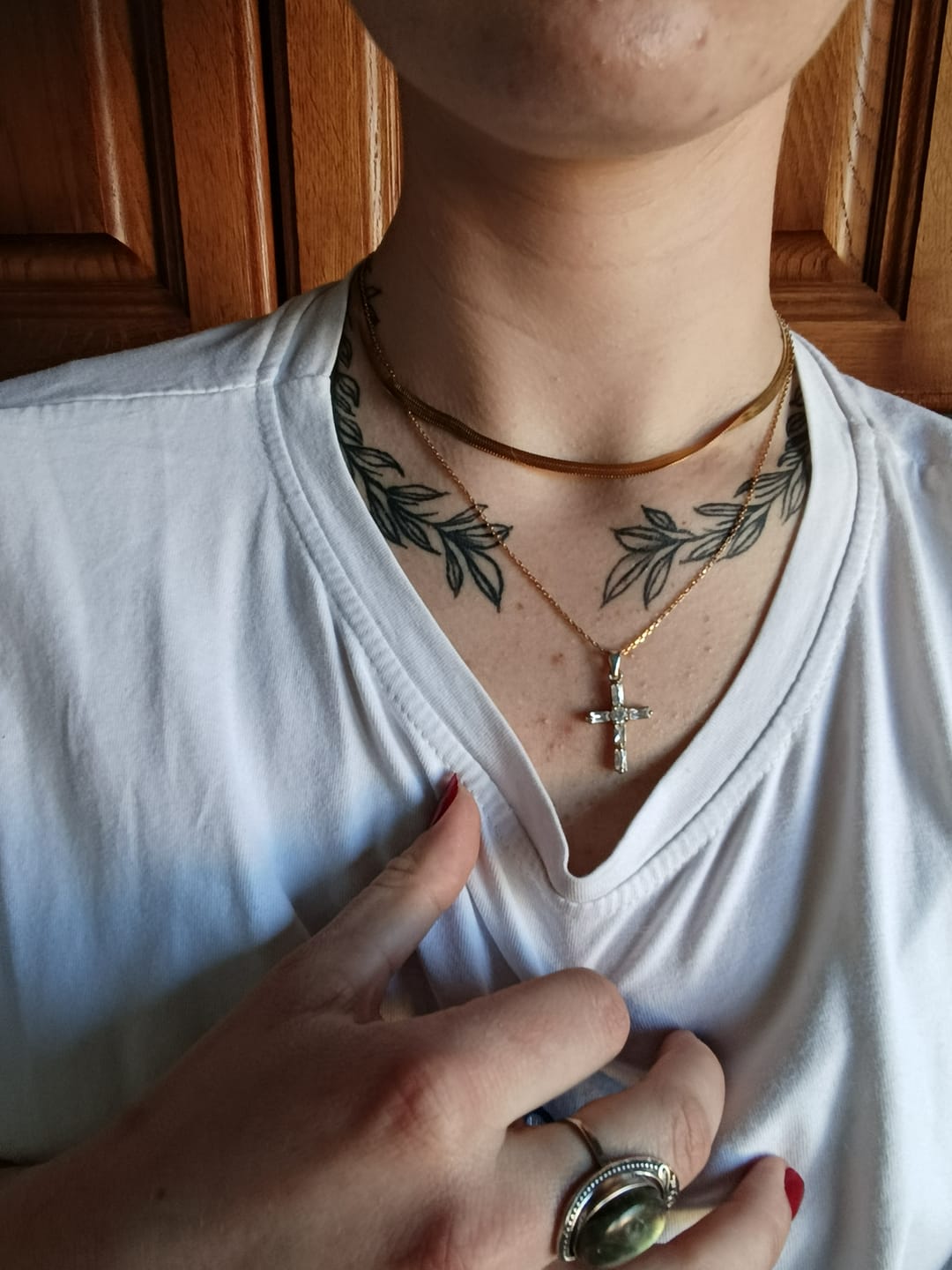 Customer photo review of Collier Croix Double Chaîne
