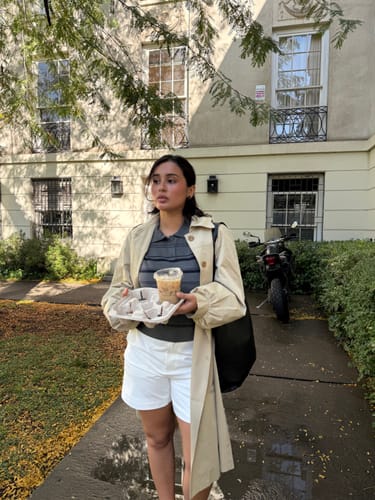 Customer photo review of LILY Relaxed Stripe Straight-Leg Shorts