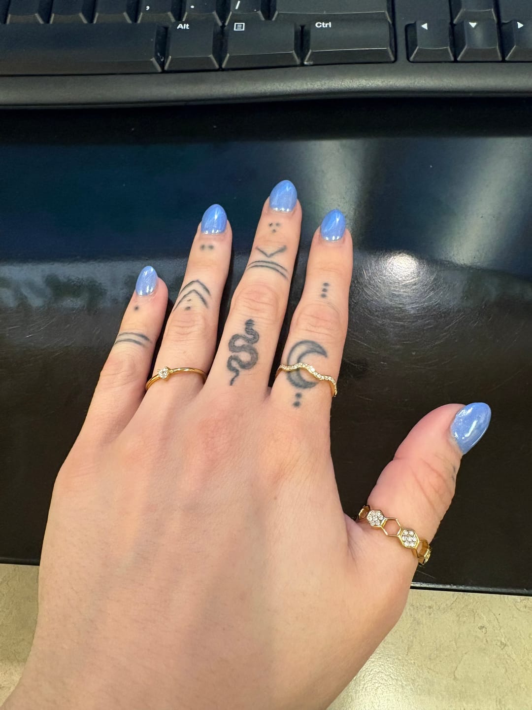 Customer photo review of Gold & Crystal Honeycomb Ring