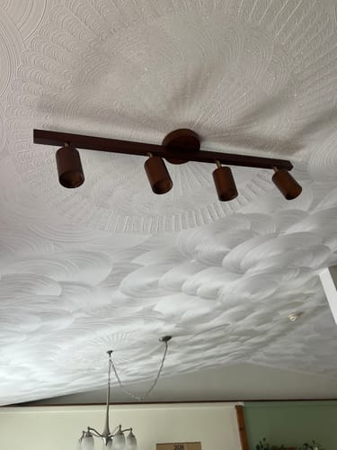 Customer photo review of Farmhouse Walnut Wood 4-Light Linear Semi Flush Track Light