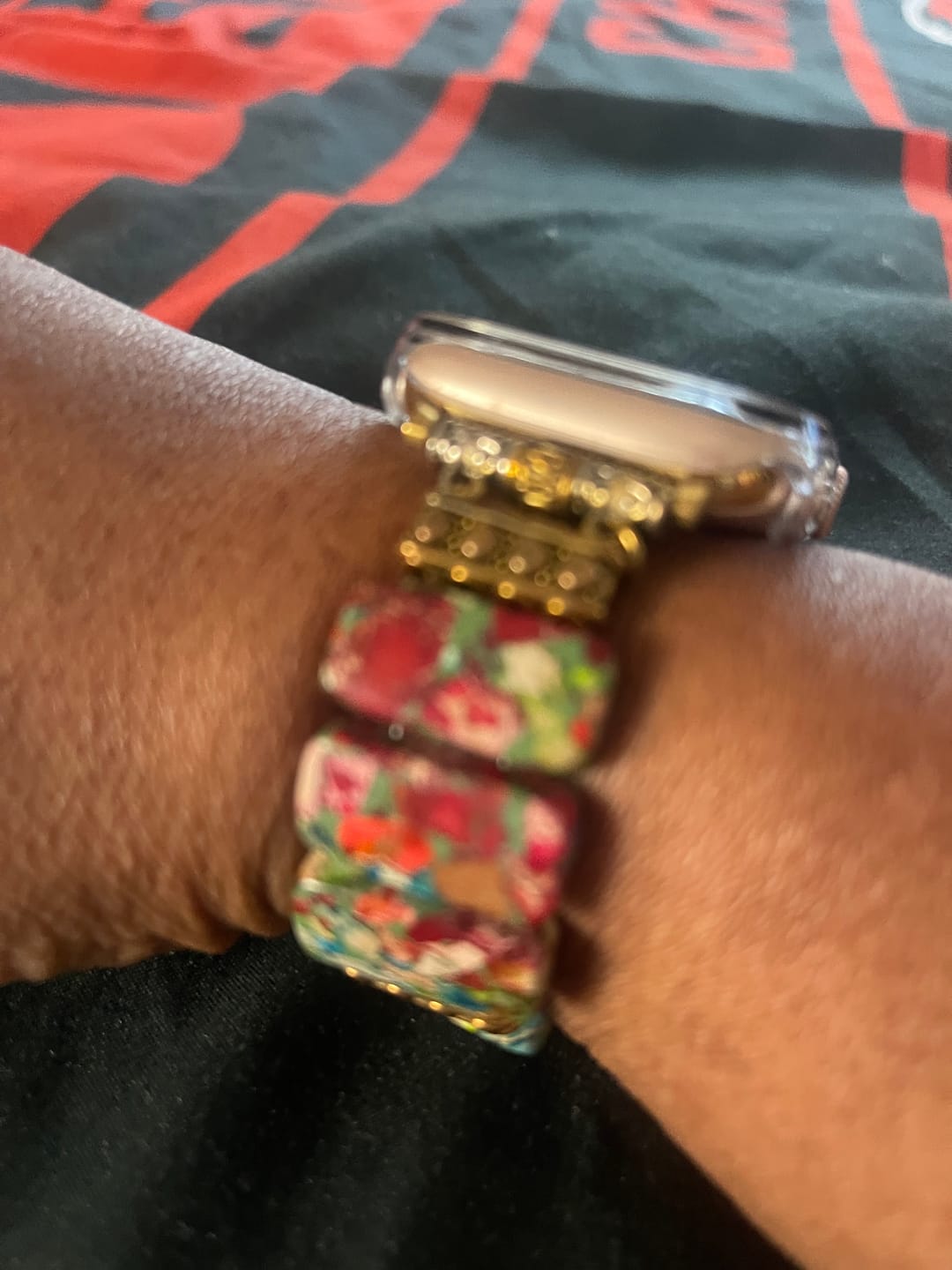 Customer photo review of Chic Flower Stretch Apple Watch Strap