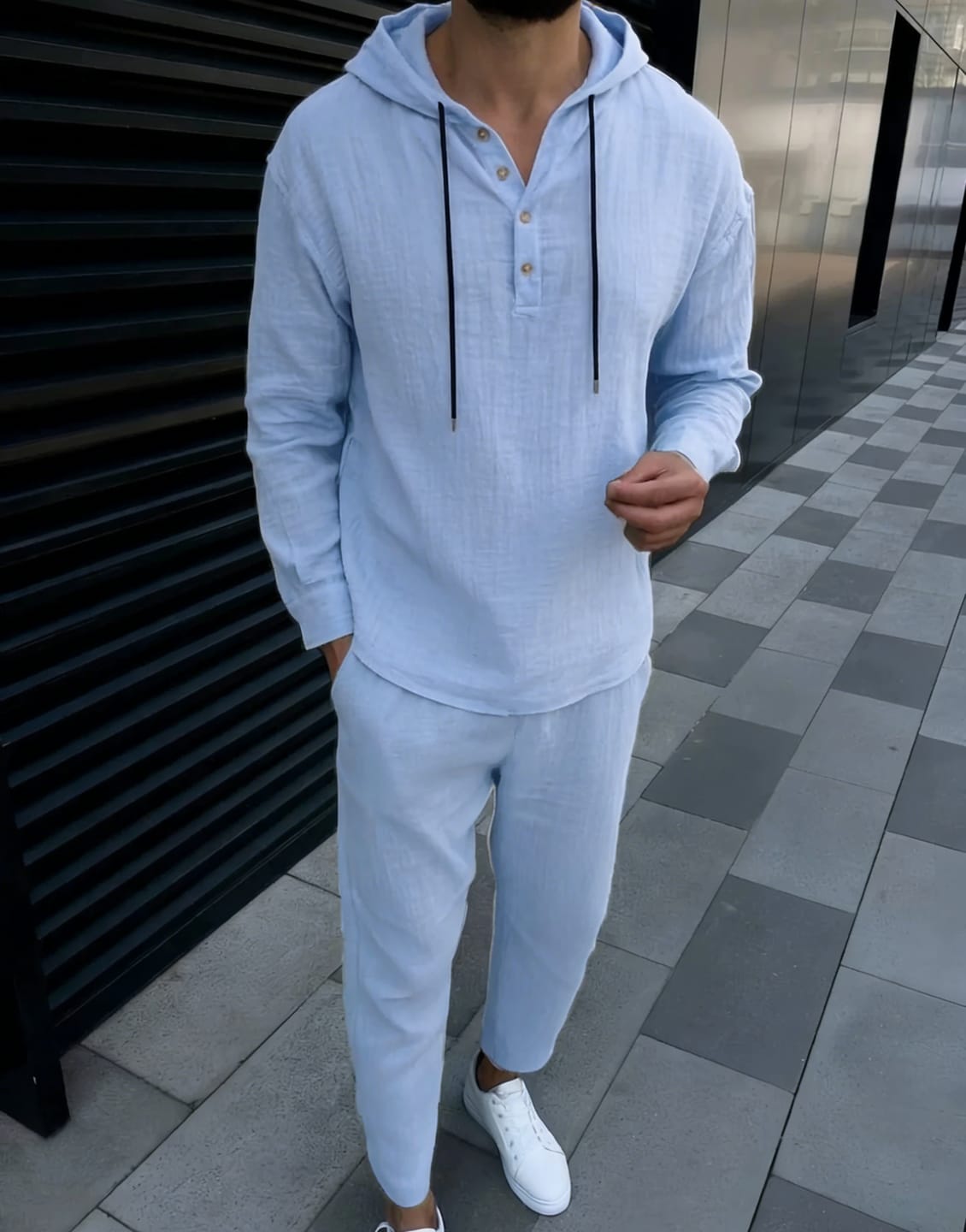 Customer photo review of Men's Linen Cotton Soft Breathable Set
